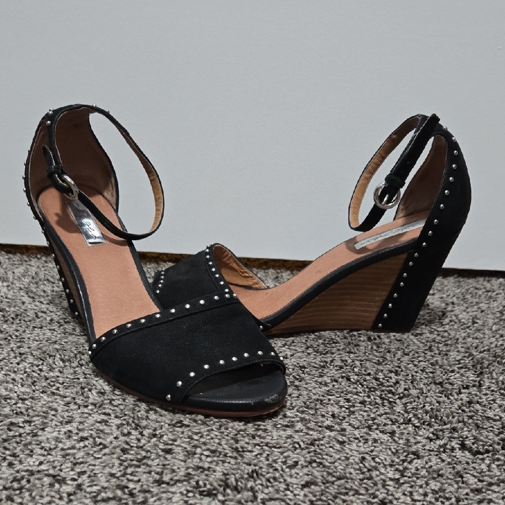 Halogen 'Louise' Studded Black Wedge Sandals